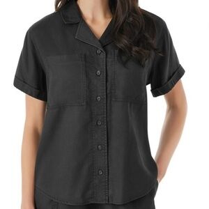 Member’s Mark NWT Tencel Camp Shirt Womens Size M Black Collared Button-Up